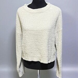 Double Zero Spicy Small Ivory Soft Plush‎ Cropped Oversized Sweater Cozy Chunky